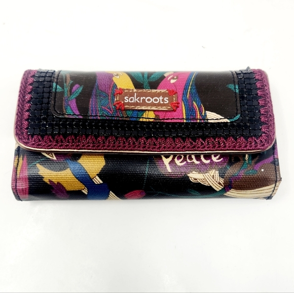 Sakroots Handbags - Sak Roots | Women's Multicolored Floral Printed Snap Trifold Wallet (One Size)